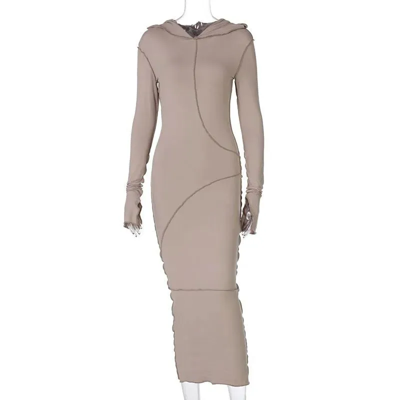 Ladies Fashion Warm Pullover Sweatshirt Dress Casual Long Sleeve Pullover Maxi Robes