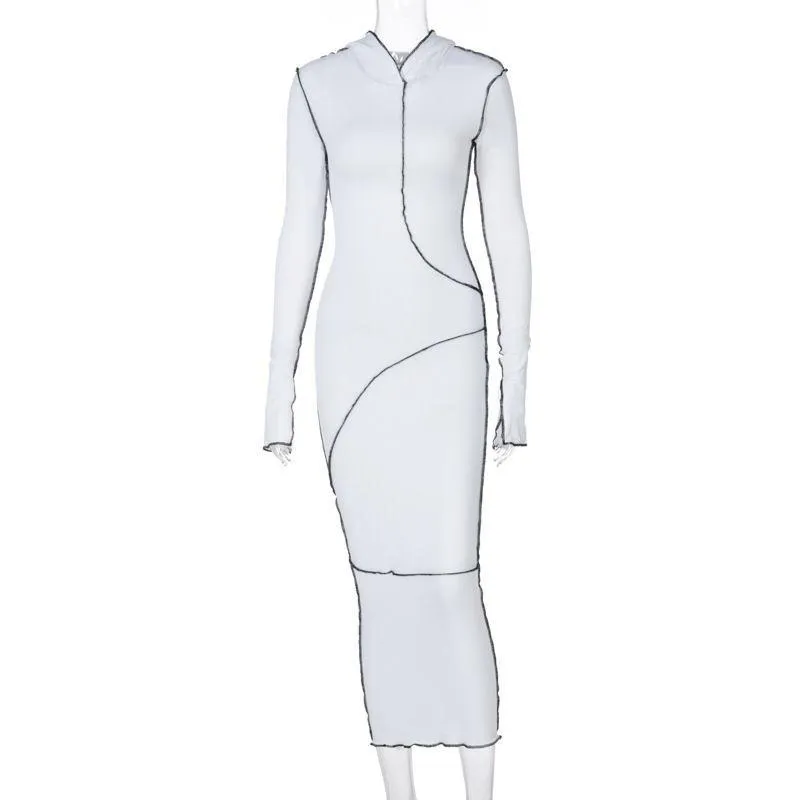 Ladies Fashion Warm Pullover Sweatshirt Dress Casual Long Sleeve Pullover Maxi Robes