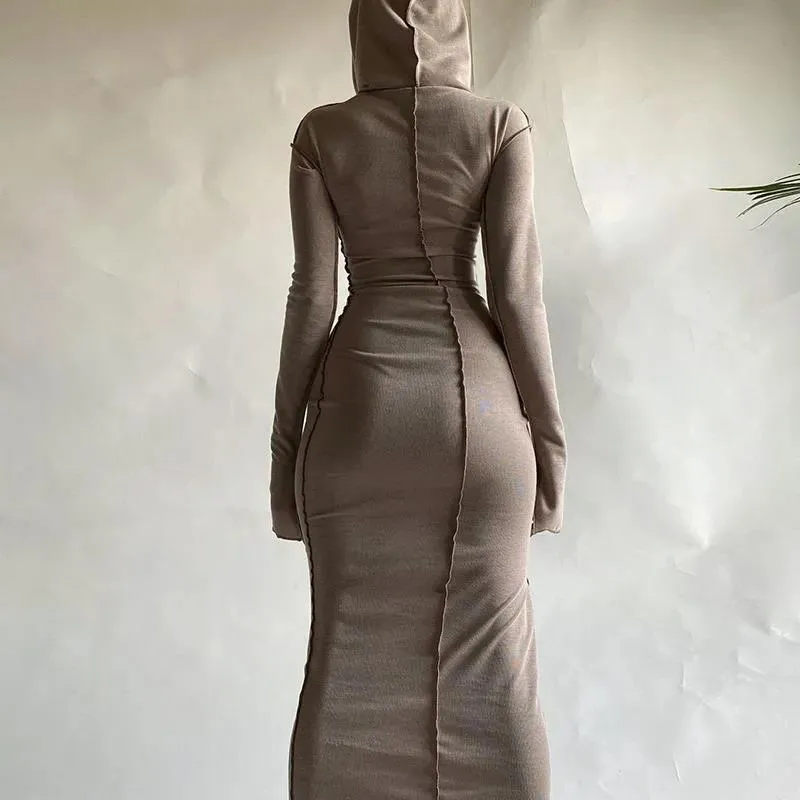 Ladies Fashion Warm Pullover Sweatshirt Dress Casual Long Sleeve Pullover Maxi Robes