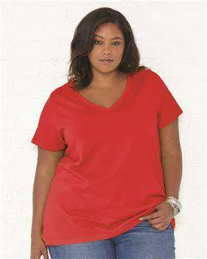 LAT Women's Curvy Collection V-Neck T-Shirt - 3807