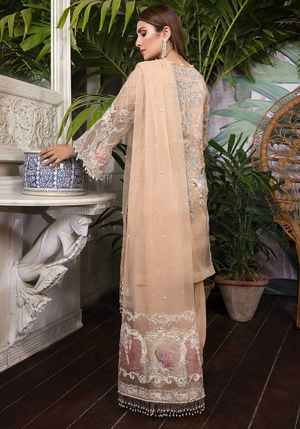 Latest Net Dress in Peach Color #Y6213