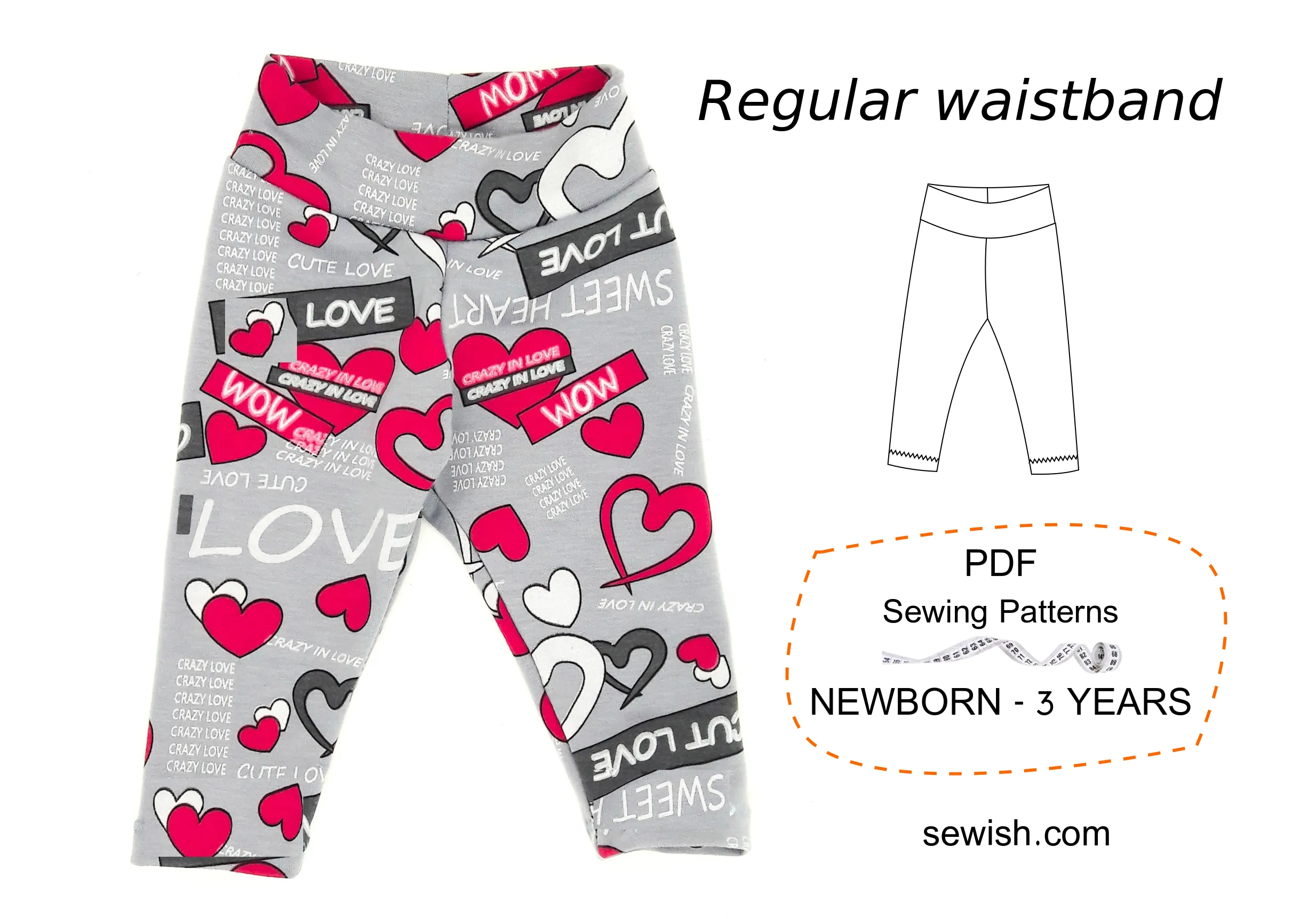 Leggings Baby Sewing Patterns for Girl and Boy Sizes NEWBORN - 3 YEARS