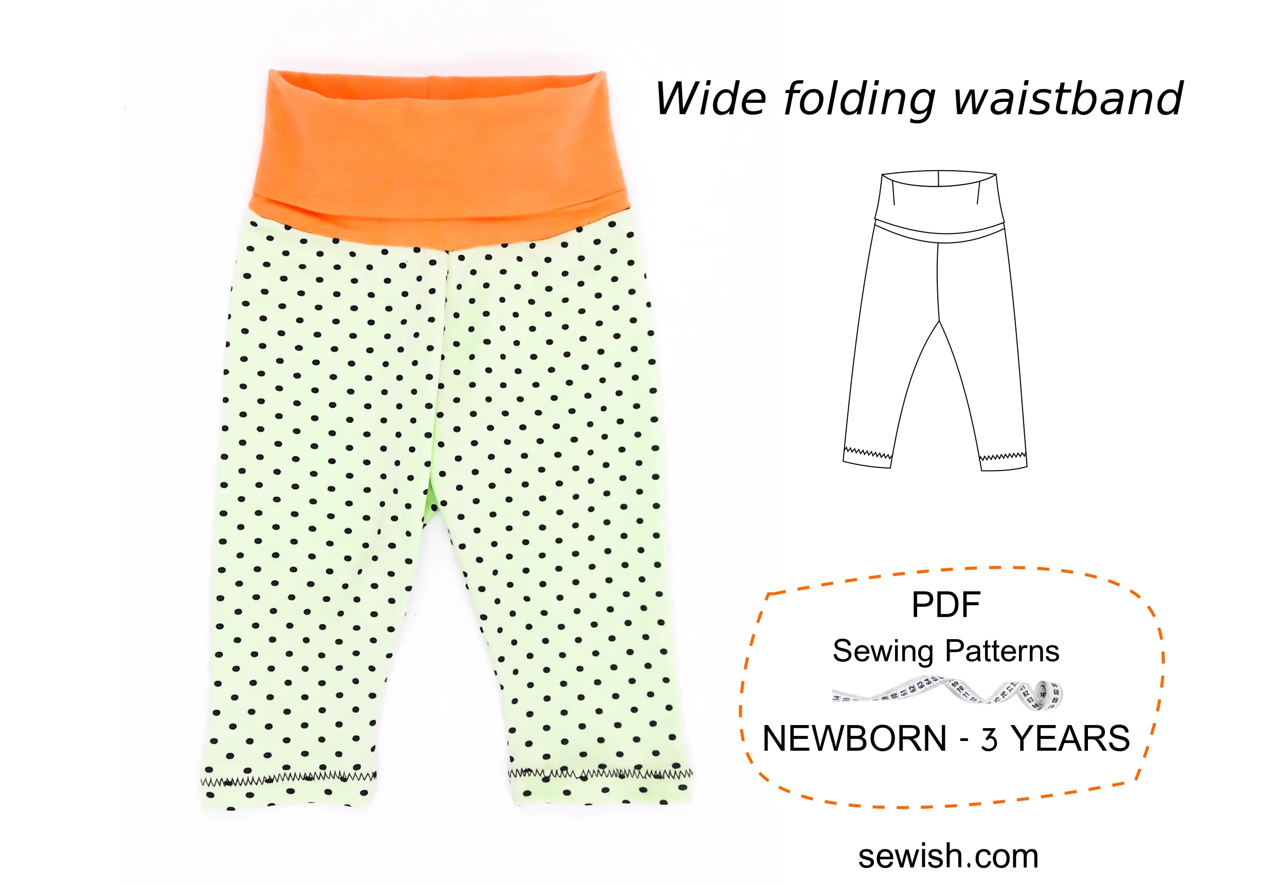 Leggings Baby Sewing Patterns for Girl and Boy Sizes NEWBORN - 3 YEARS