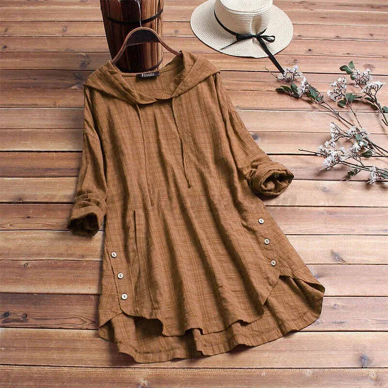 Leila® | Cotton sweatshirt with buttons