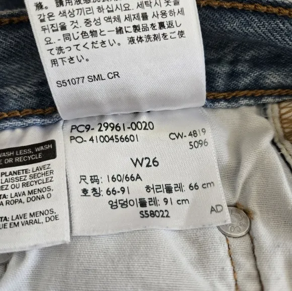 Levi's® Premium 501 Mid Thigh Cutoff High Rise Blue Denim Shorts size 26