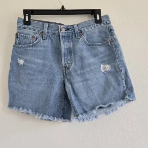 Levi's® Premium 501 Mid Thigh Cutoff High Rise Blue Denim Shorts size 26