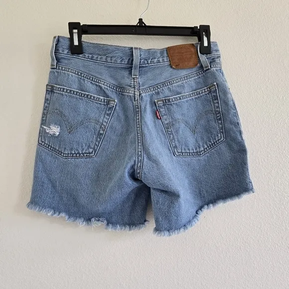 Levi's® Premium 501 Mid Thigh Cutoff High Rise Blue Denim Shorts size 26