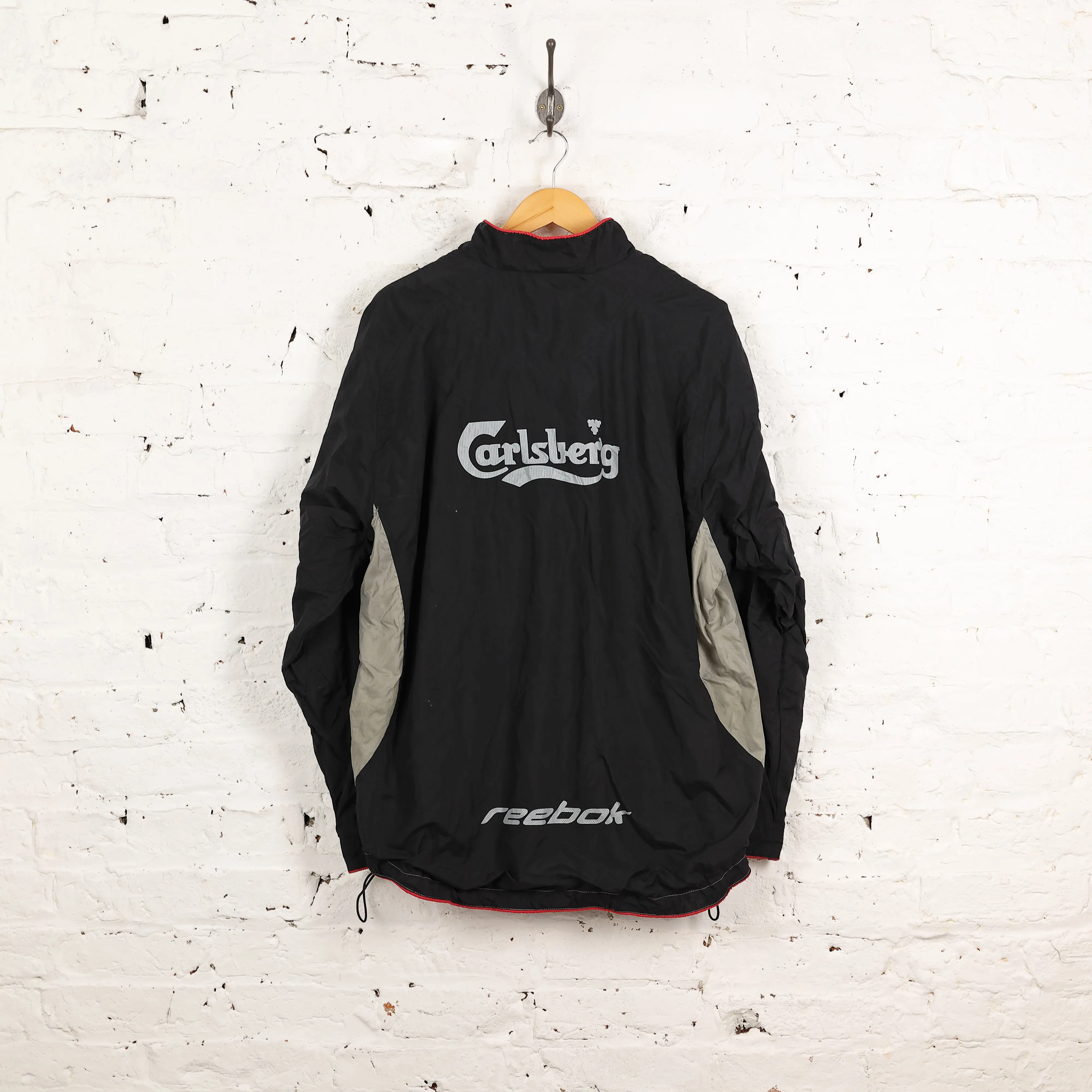 Liverpool 2002 Reebok Shell Training Tracksuit Top Jacket - Black - L