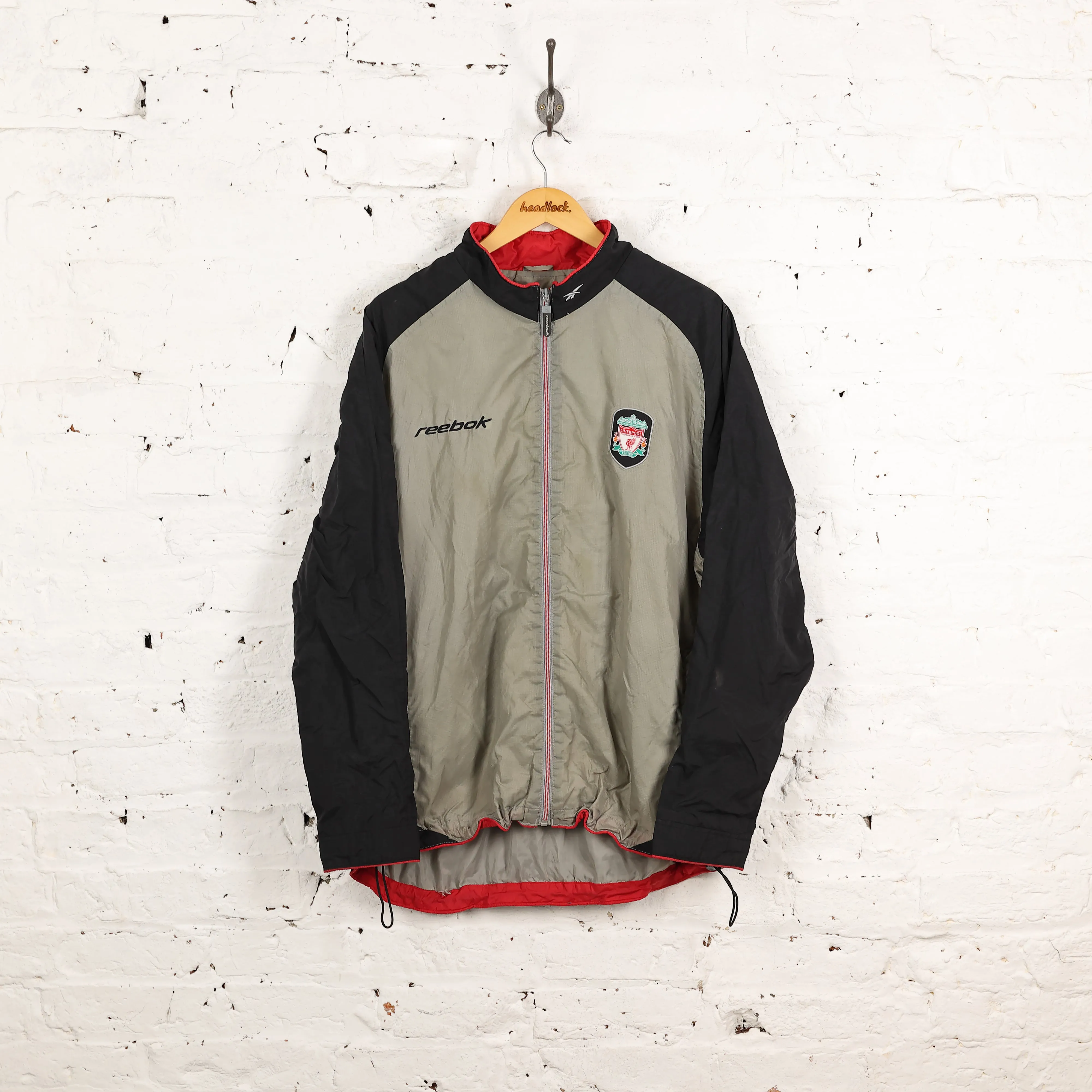 Liverpool 2002 Reebok Shell Training Tracksuit Top Jacket - Black - L