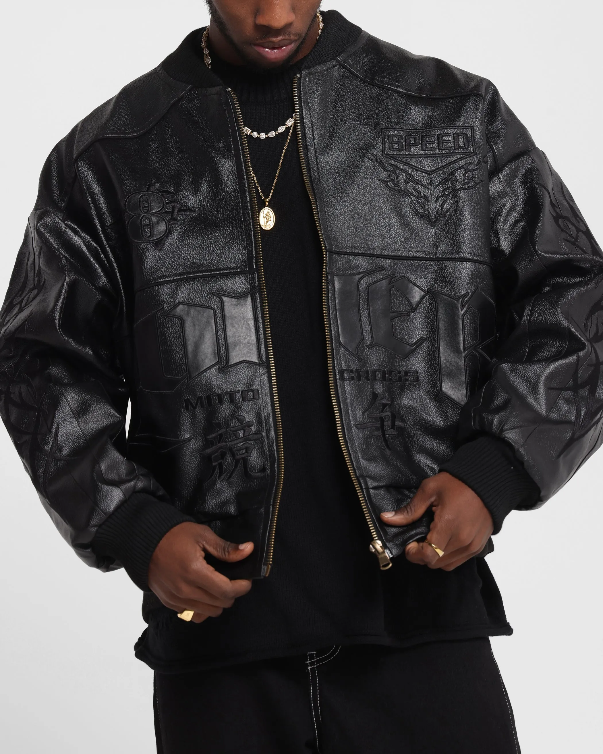 Loiter Tokyo Drift Vegan Leather Jacket Black