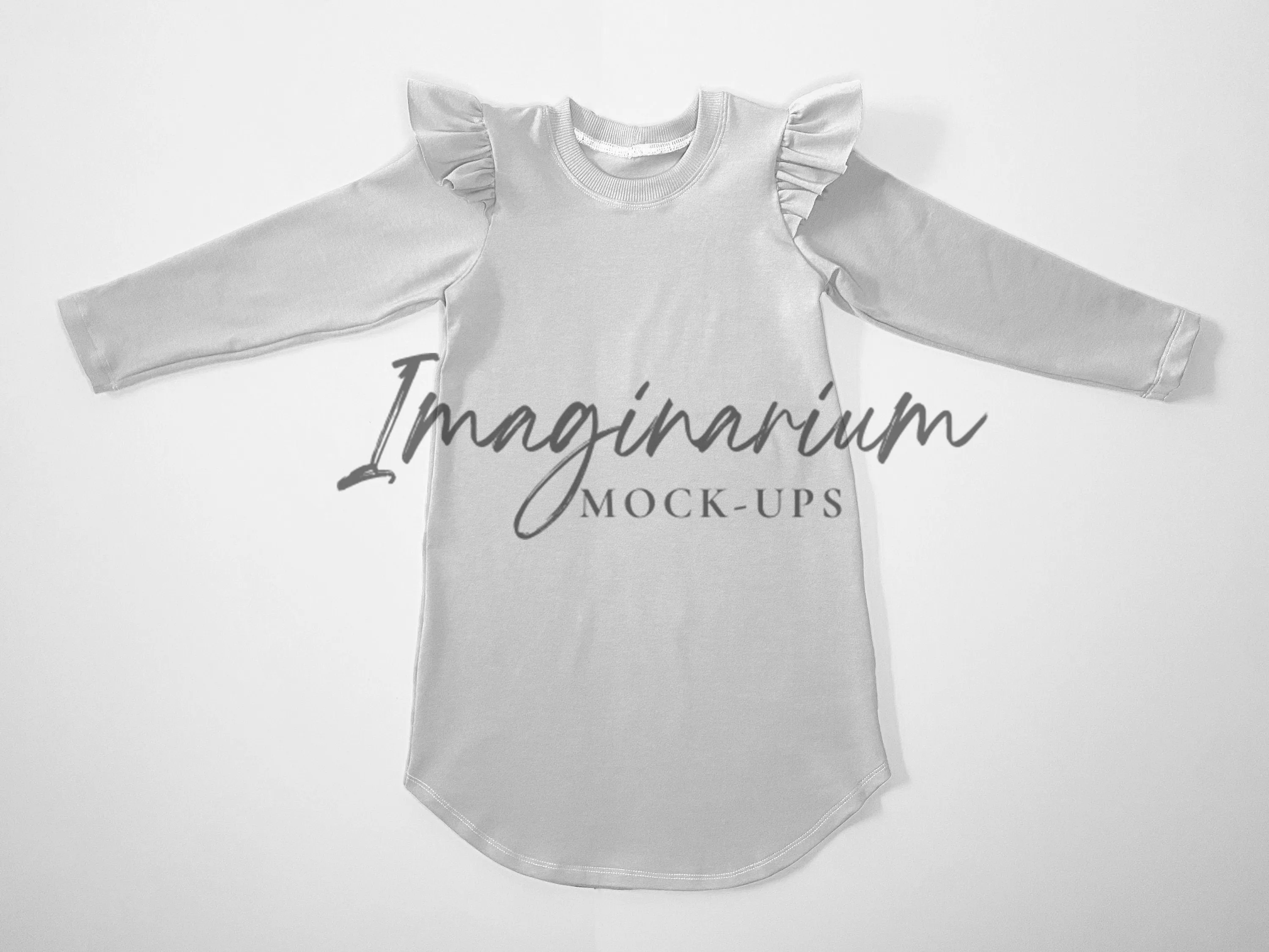Long Sleeve Flutter Sweatshirt Dress Mockup, Realistic Clothing Mock Up for Photoshop and Procreate