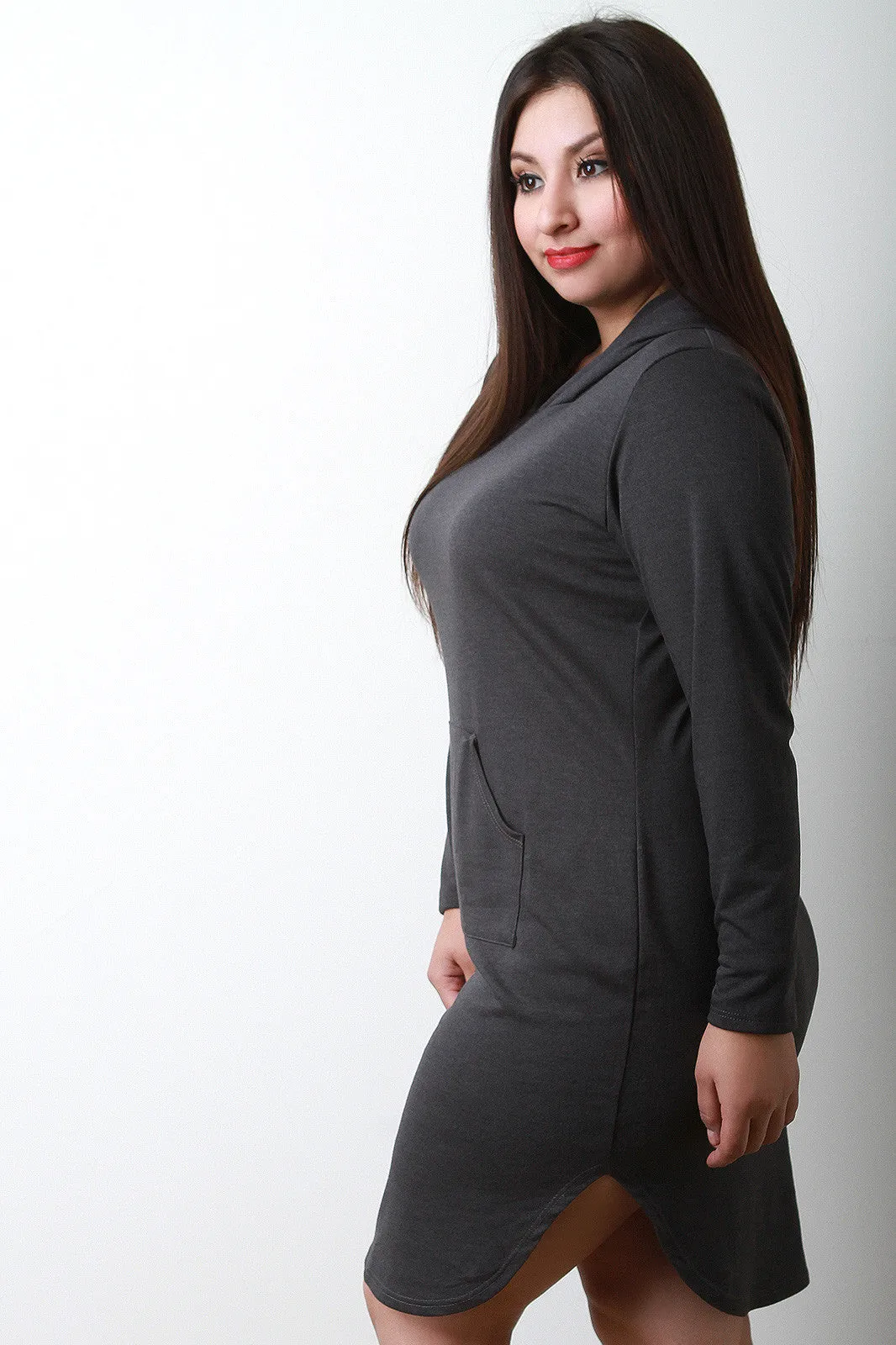 Long Sleeve Hooded Sweatshirt Dress