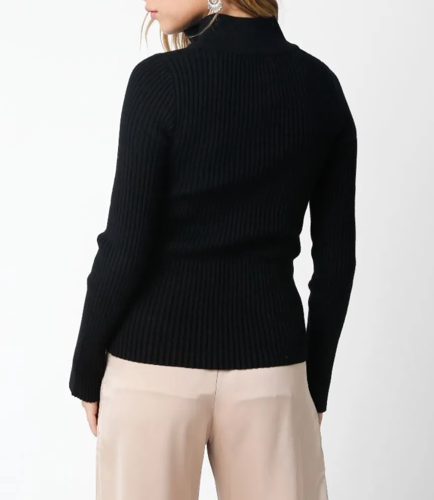 Long Sleeve Ribbed Zip Up Sweater