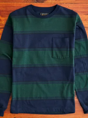 Long Sleeve Stripe Pocket T-Shirt in Navy