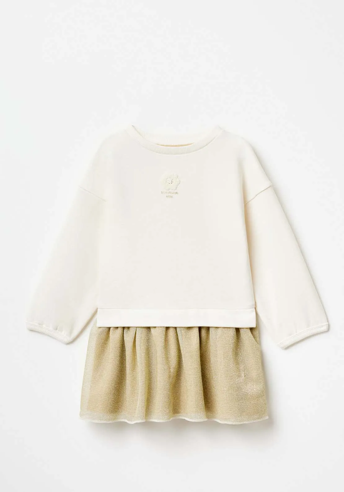 Long Sleeve Sweatshirt Dress - White