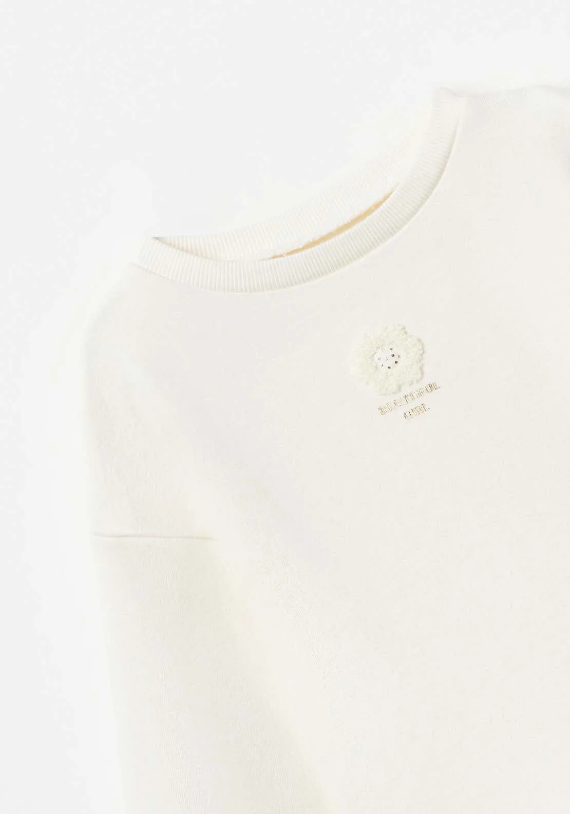 Long Sleeve Sweatshirt Dress - White