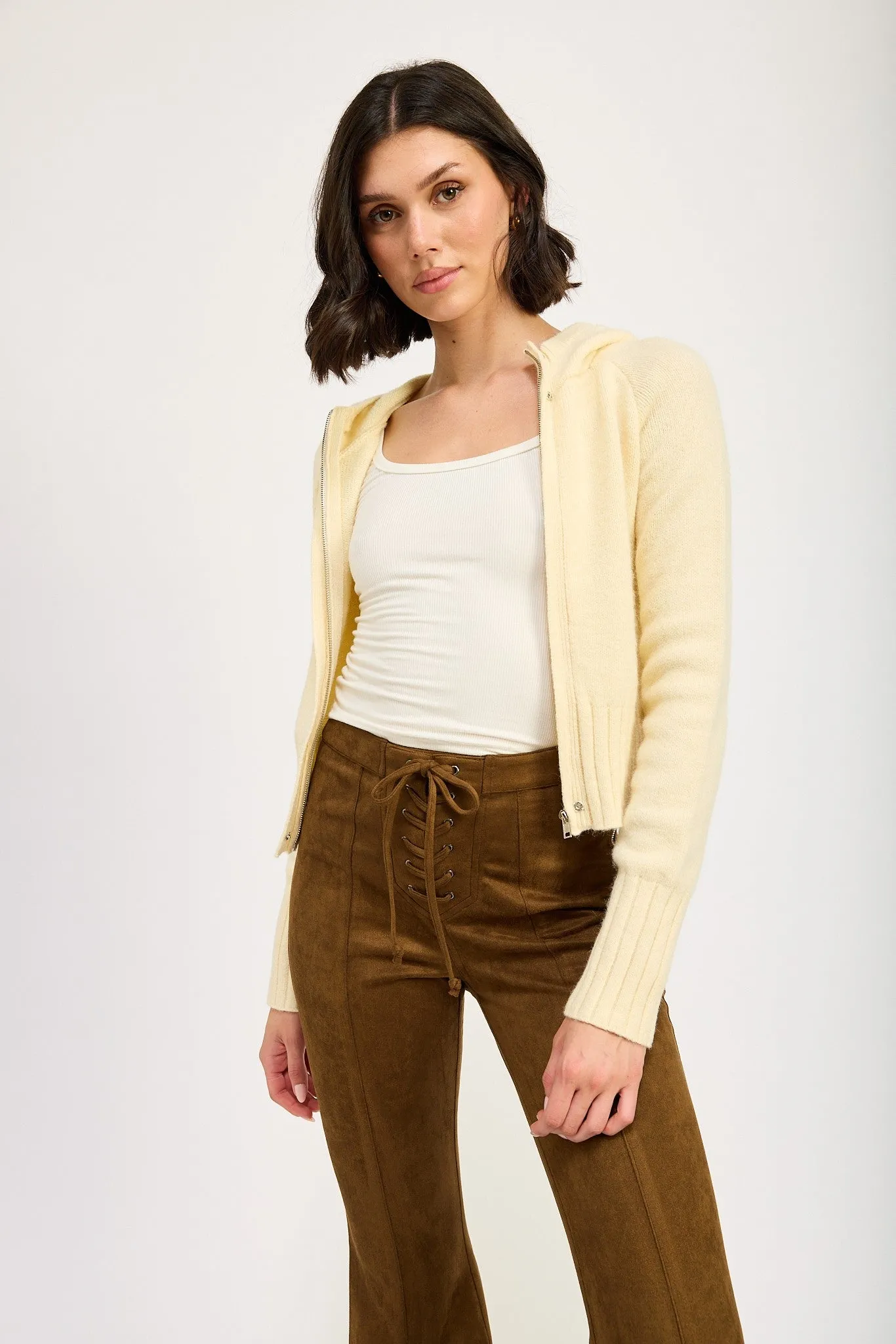 Love Rush Sweater Zip Up in Ivory