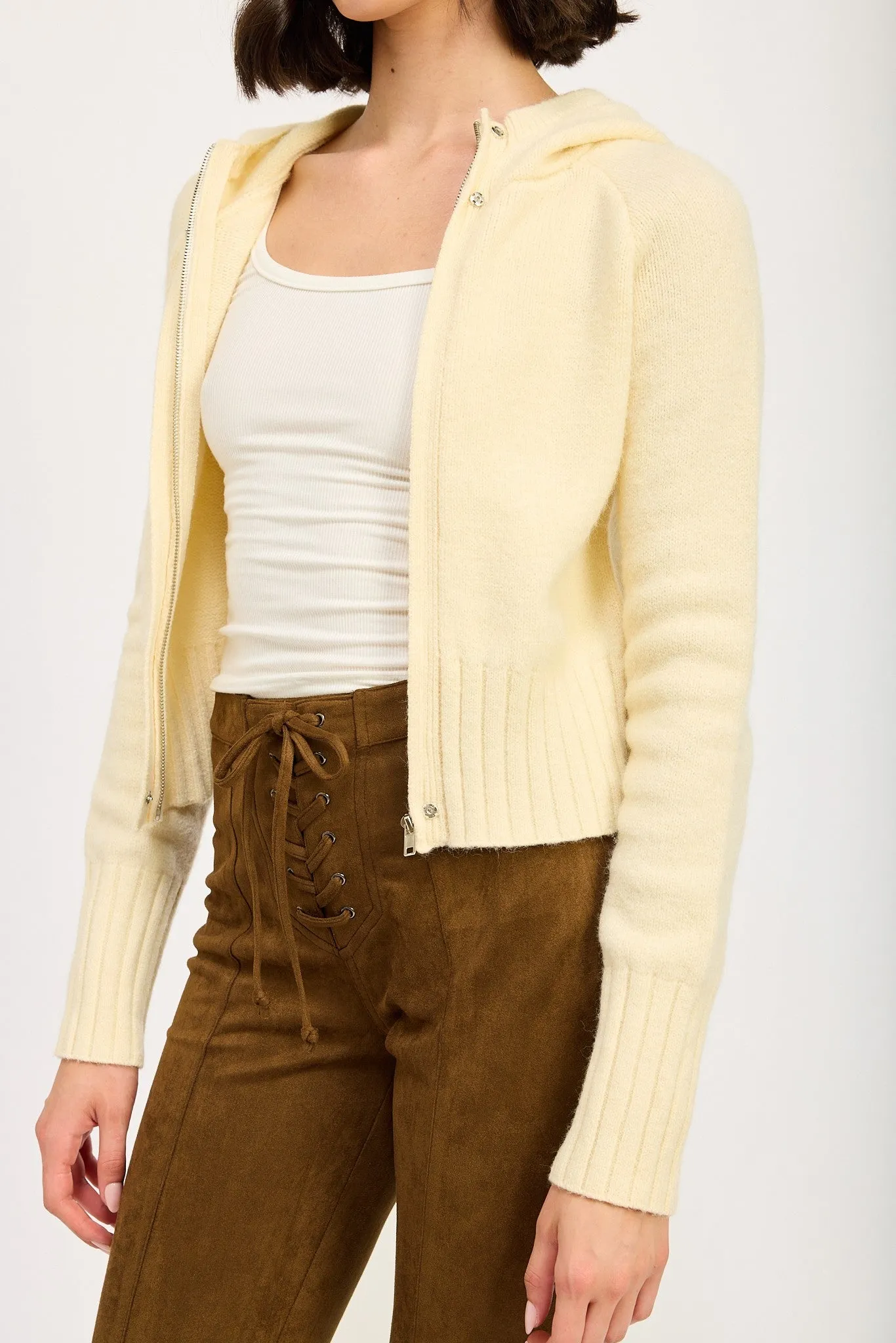 Love Rush Sweater Zip Up in Ivory