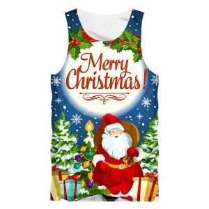 Lovely Holiday Santa Claus Merry Christmas Sleeveless Tank Top