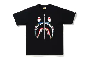 [M] DS! A Bathing Ape Bape Patchwork Shark Zip Tee Black