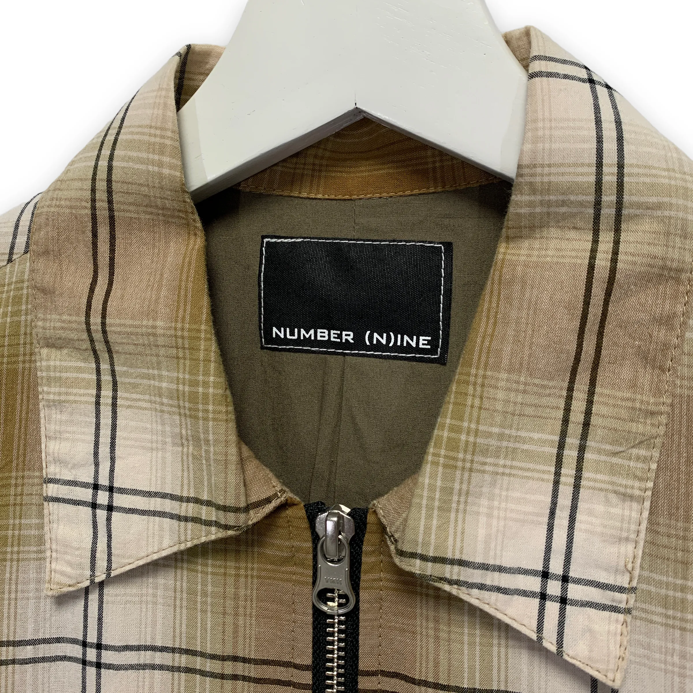 [M] Number Nine Shadow Plaid Zip Up Shirt Jacket