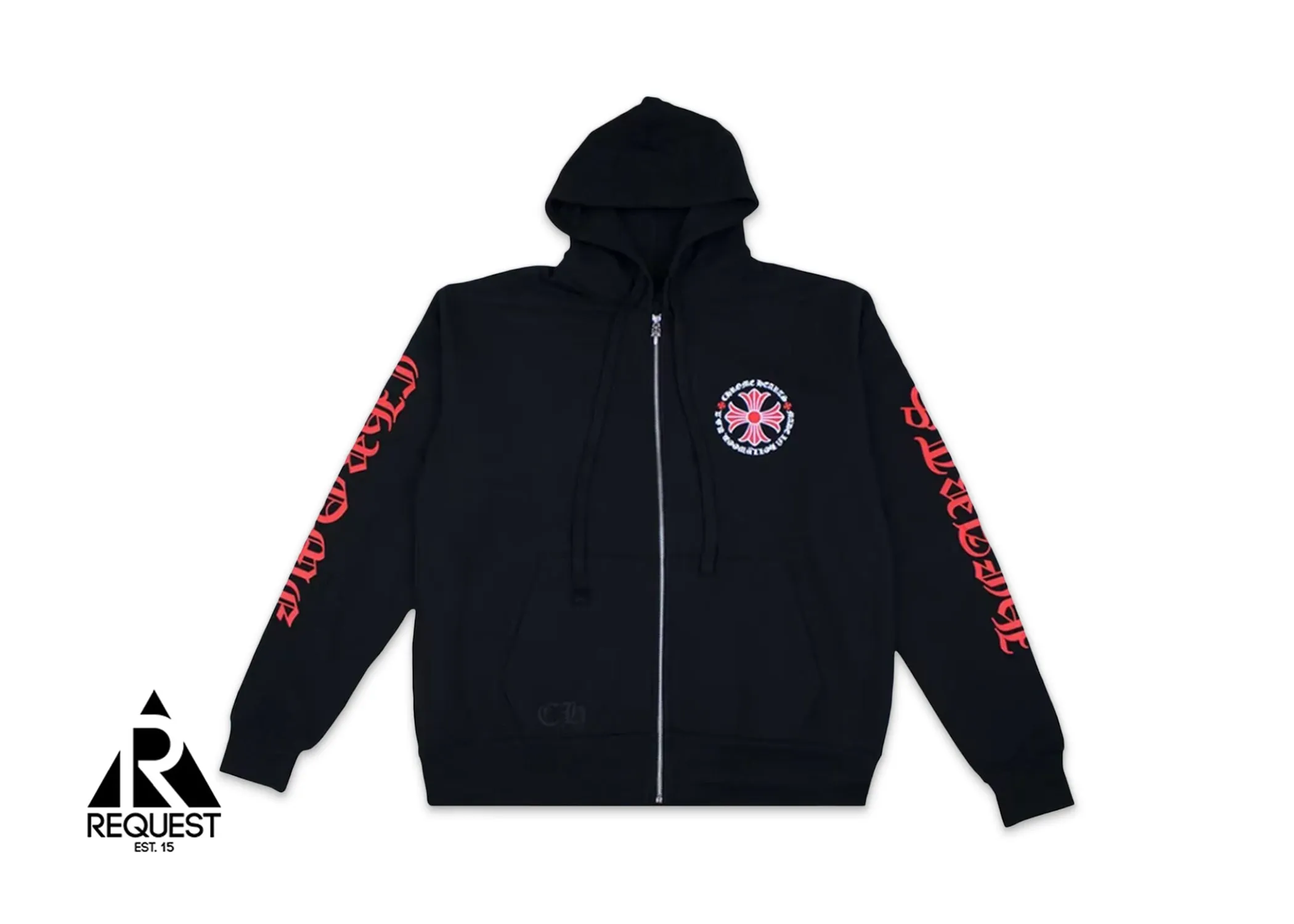 Made In Hollywood Plus Cross Zip Up Hoodie "Black Red"