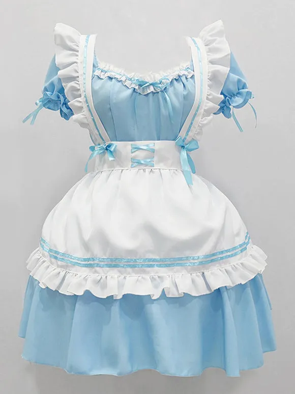 Maid Lolita Dress Polyester Short Sleeves Lolita Dress