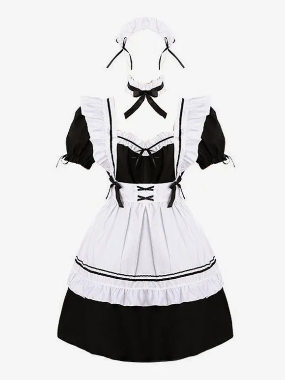 Maid Lolita Dress Polyester Short Sleeves Lolita Dress