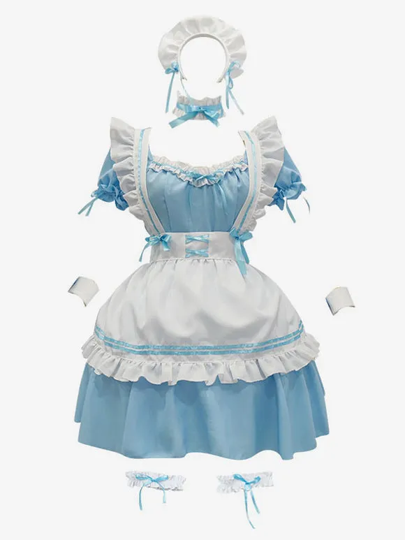 Maid Lolita Dress Polyester Short Sleeves Lolita Dress