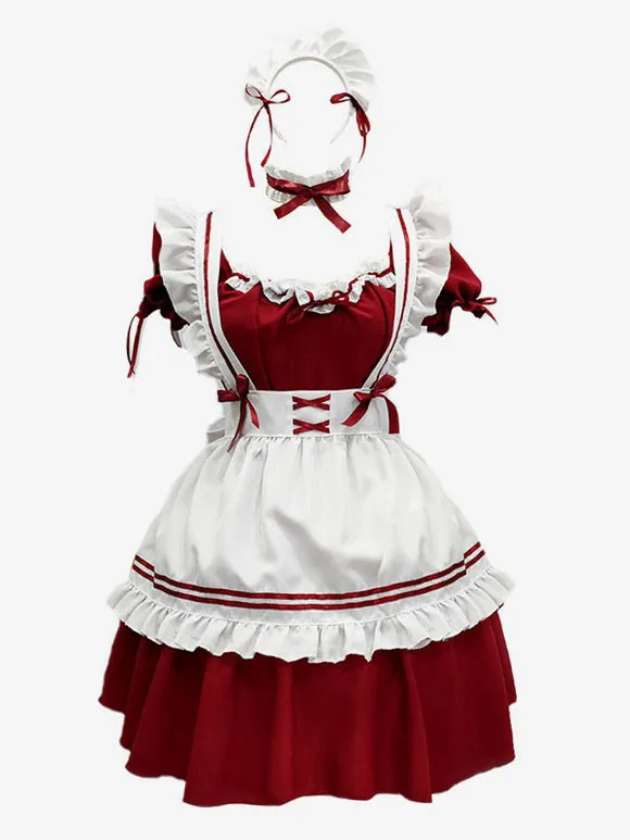 Maid Lolita Dress Polyester Short Sleeves Lolita Dress