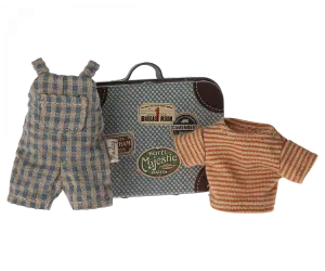 Maileg Overalls and shirt in suitcase, Big brother mouse