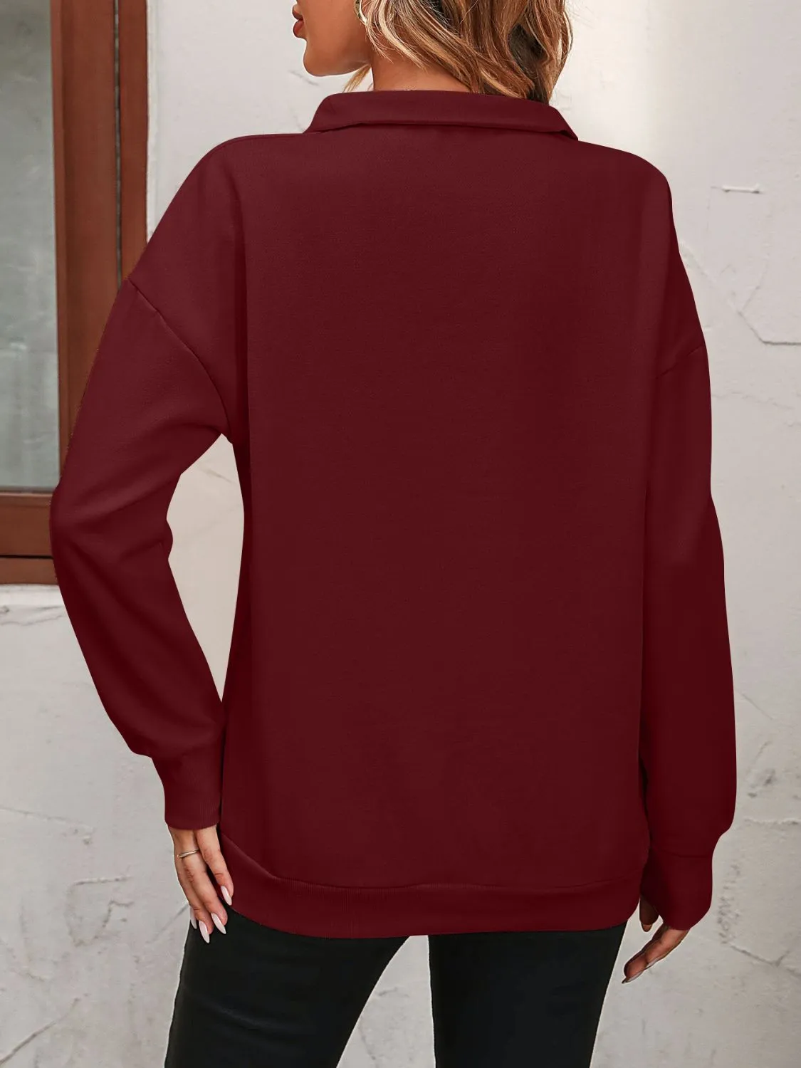 Mandy Zip-Up Dropped Shoulder Sweatshirt S-2XL