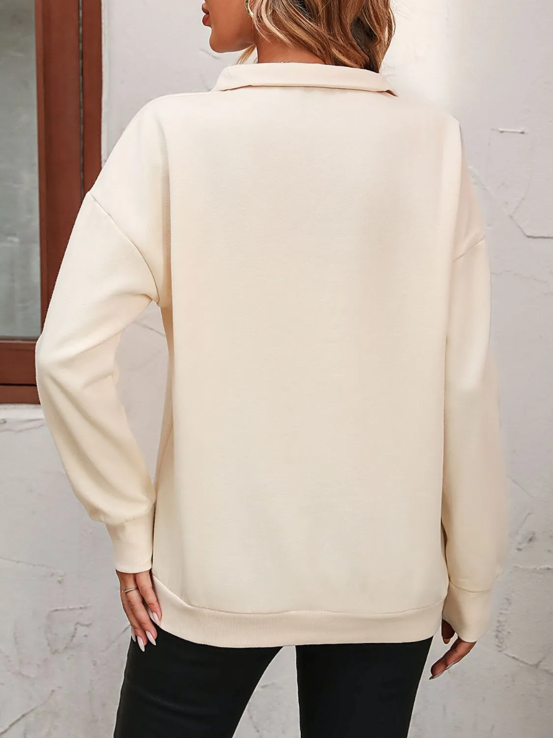 Mandy Zip-Up Dropped Shoulder Sweatshirt S-2XL