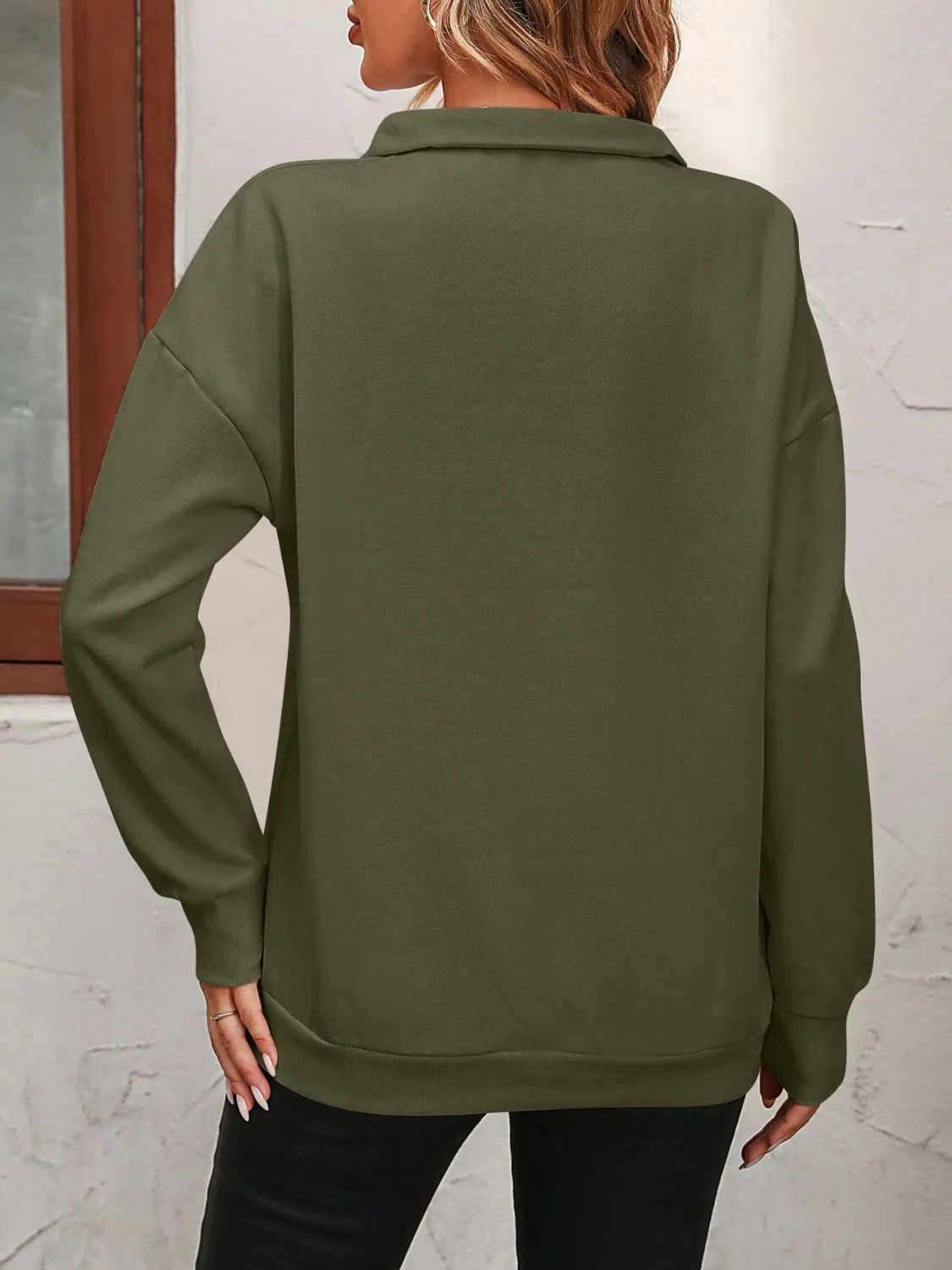 Mandy Zip-Up Dropped Shoulder Sweatshirt S-2XL