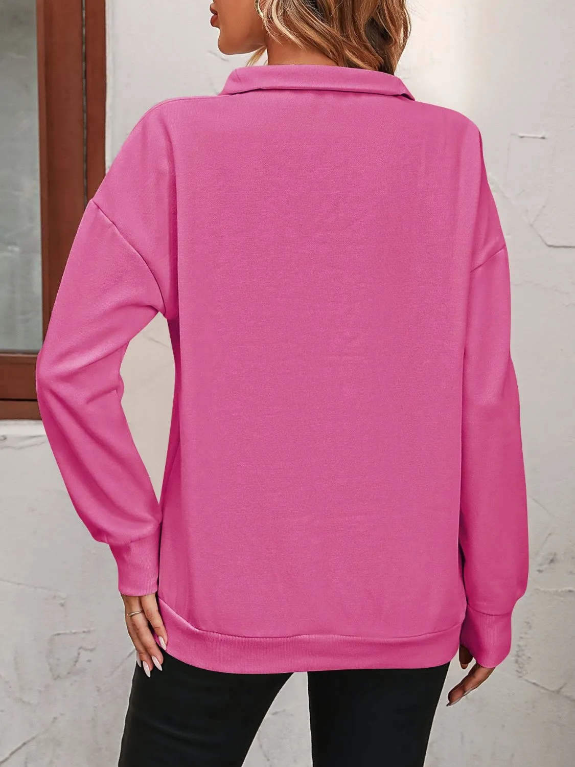 Mandy Zip-Up Dropped Shoulder Sweatshirt S-2XL