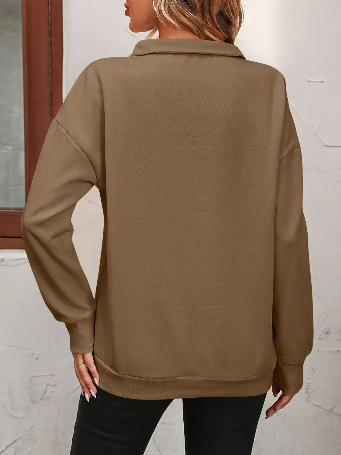 Mandy Zip-Up Dropped Shoulder Sweatshirt S-2XL