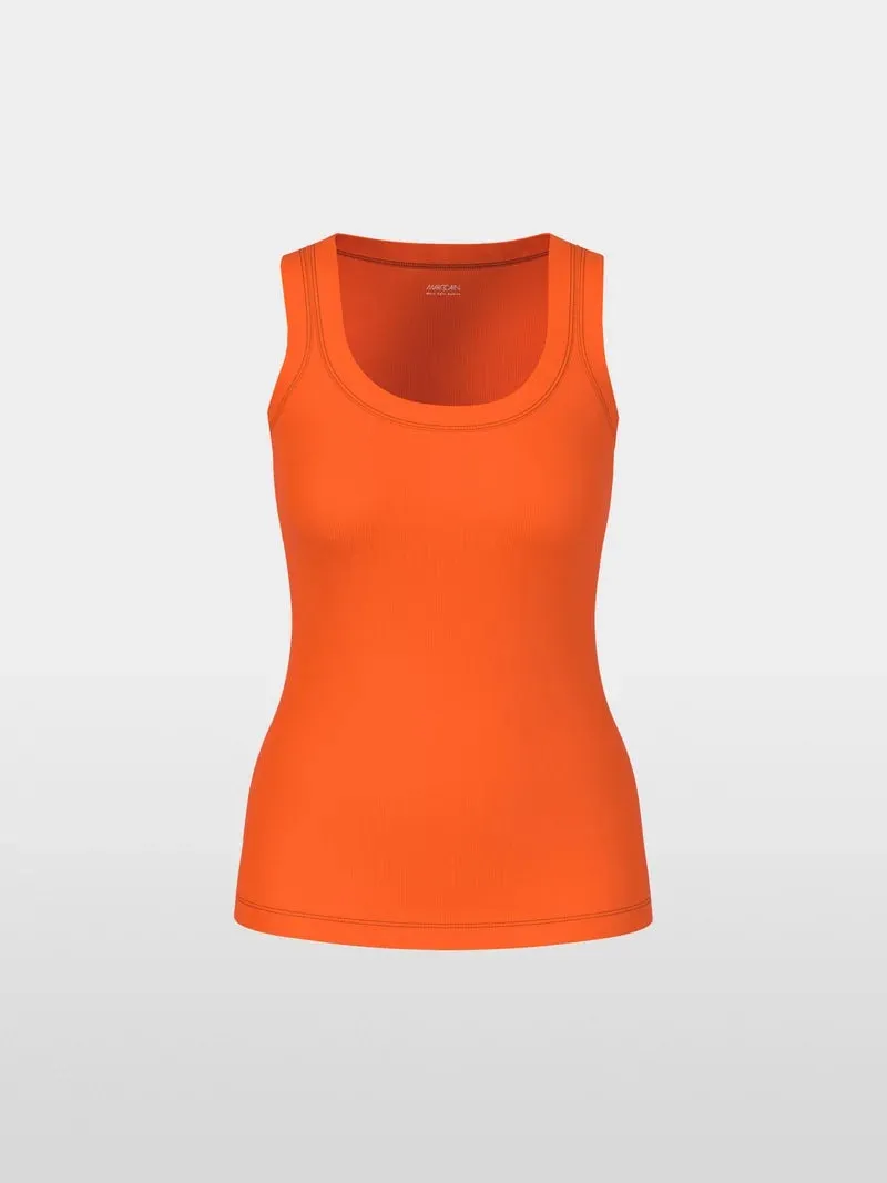 Marc Cain Orange Sleeveless In Cotton Rib