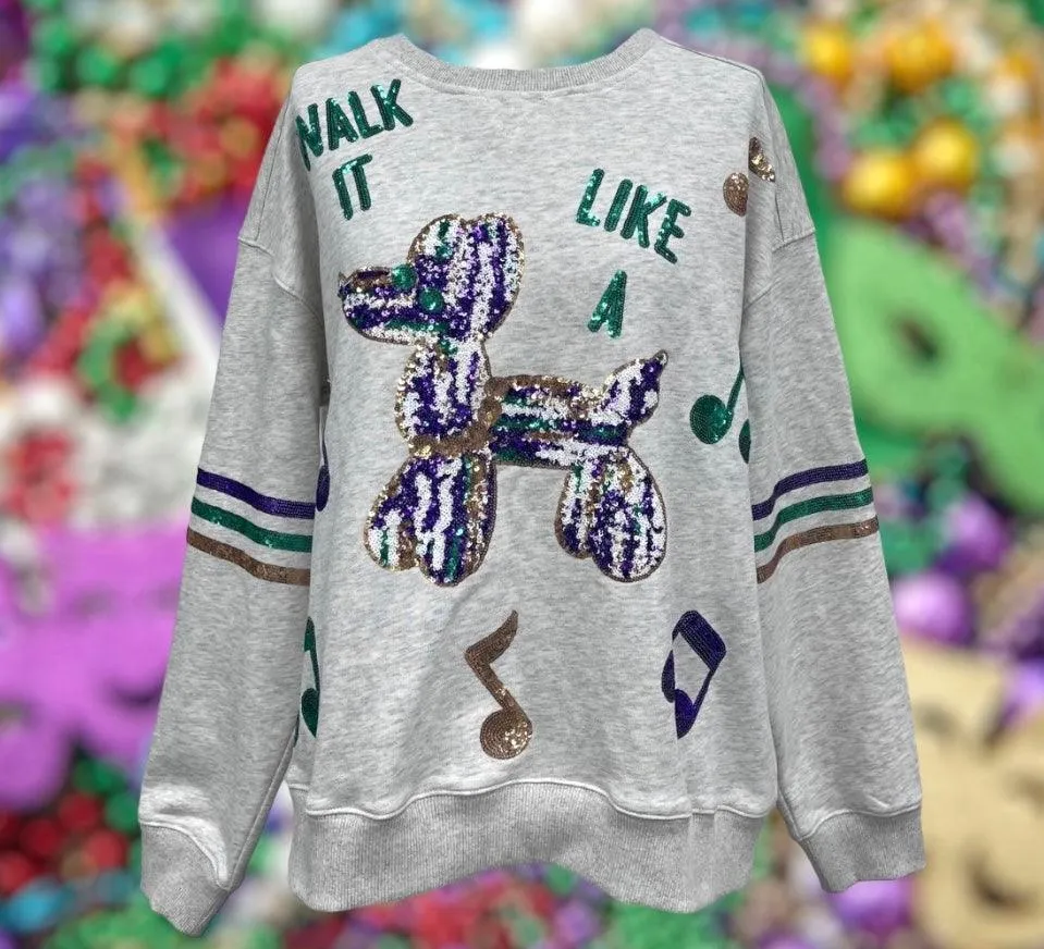 Mardi Gras Walk it Like a Dog Sequin Sweatshirt PREORDER