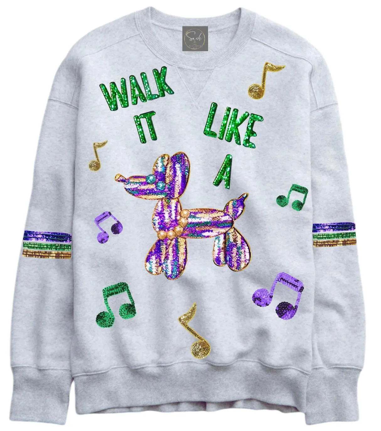 Mardi Gras Walk it Like a Dog Sequin Sweatshirt PREORDER