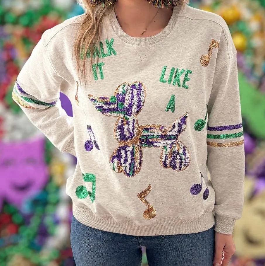 Mardi Gras Walk it Like a Dog Sequin Sweatshirt PREORDER