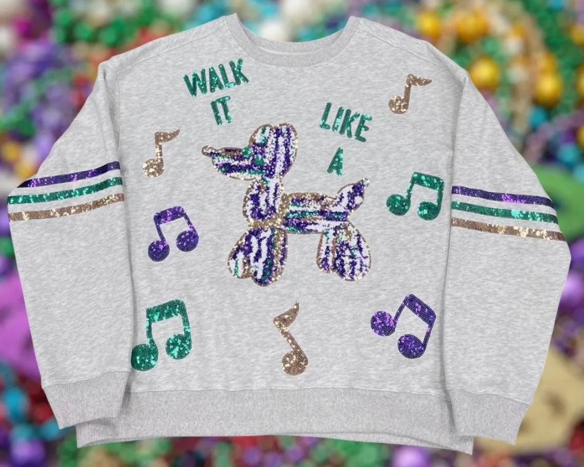 Mardi Gras Walk it Like a Dog Sequin Sweatshirt PREORDER