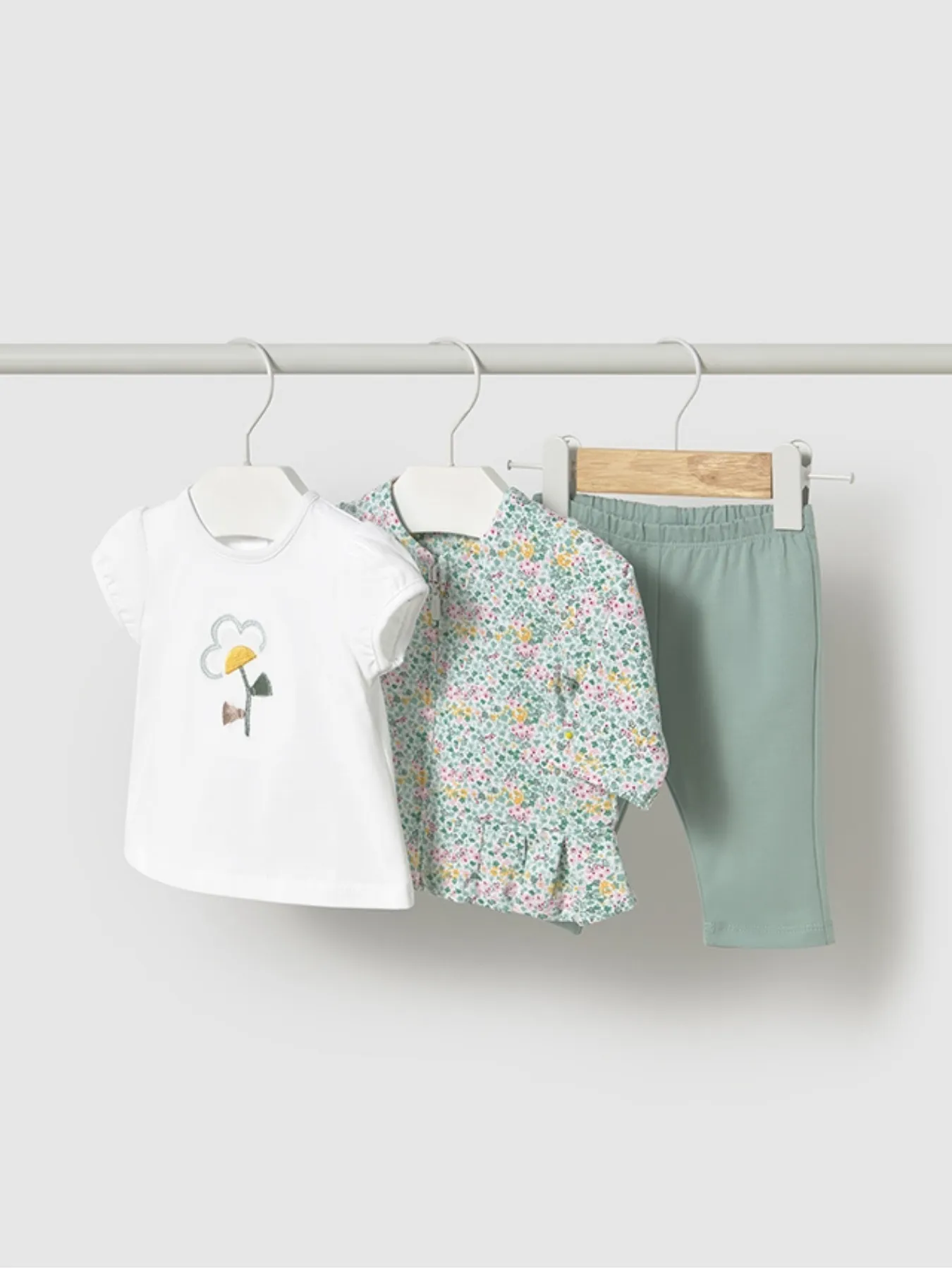 Mayoral Baby Girl Green Floral Tracksuit- Jade