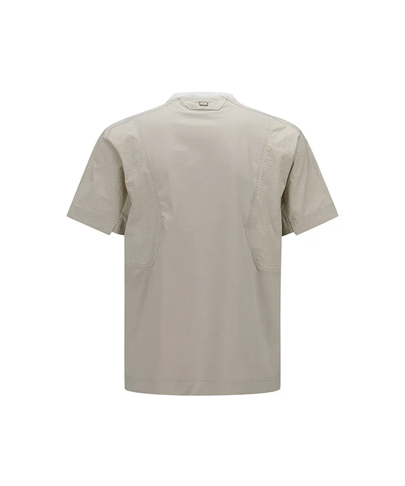 Men Woven Sleeve Crew Neck - Beige