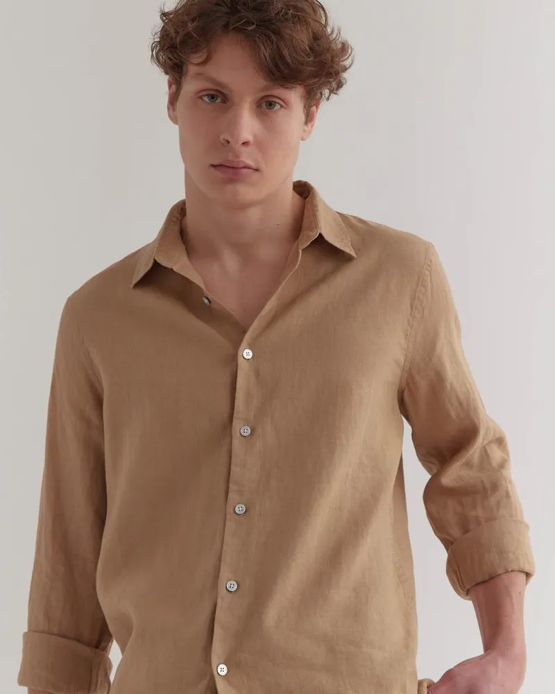Mens Casual LS Shirt Camel
