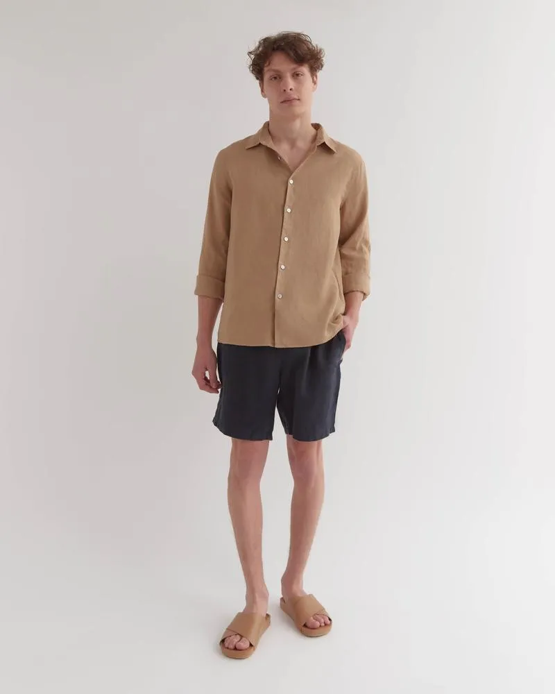 Mens Casual LS Shirt Camel