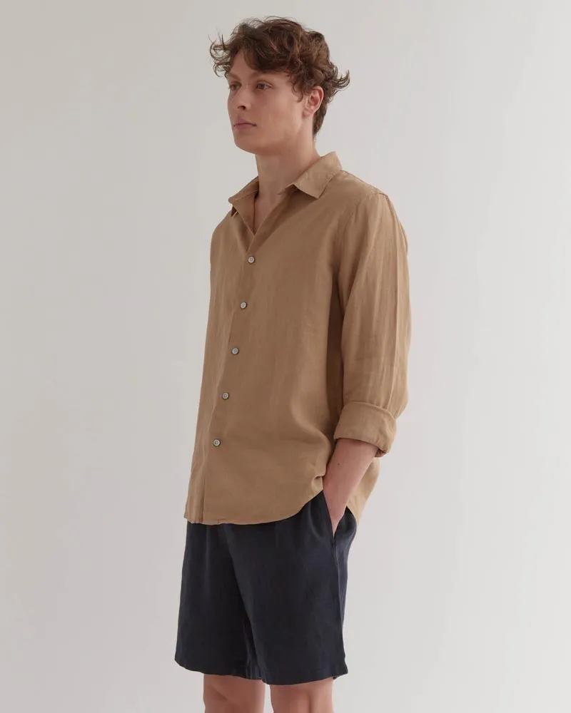 Mens Casual LS Shirt Camel