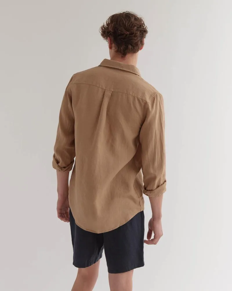 Mens Casual LS Shirt Camel