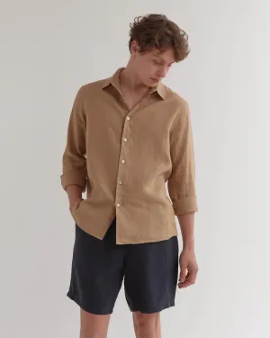 Mens Casual LS Shirt Camel