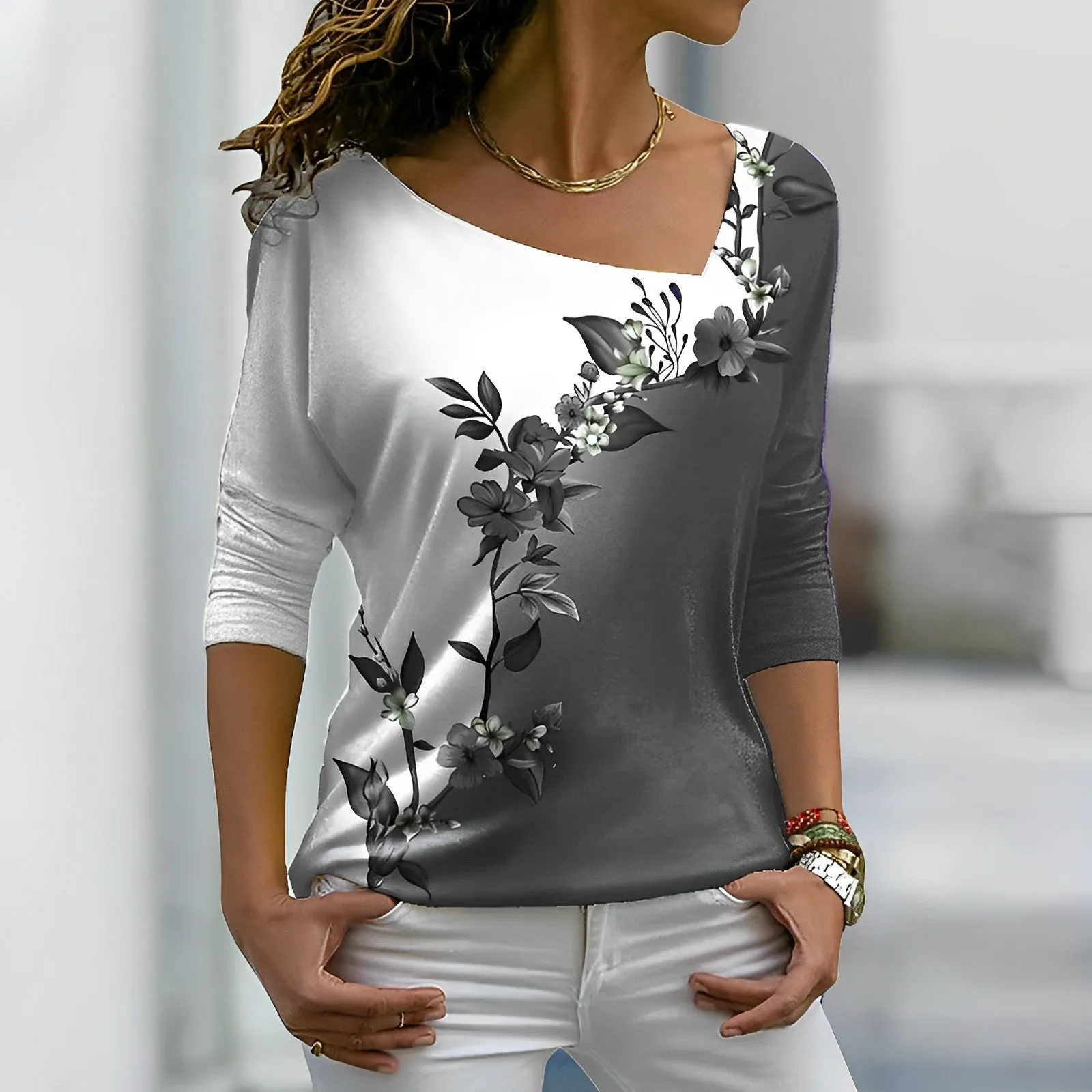 Michelle® | Color Block Floral T-Shirt