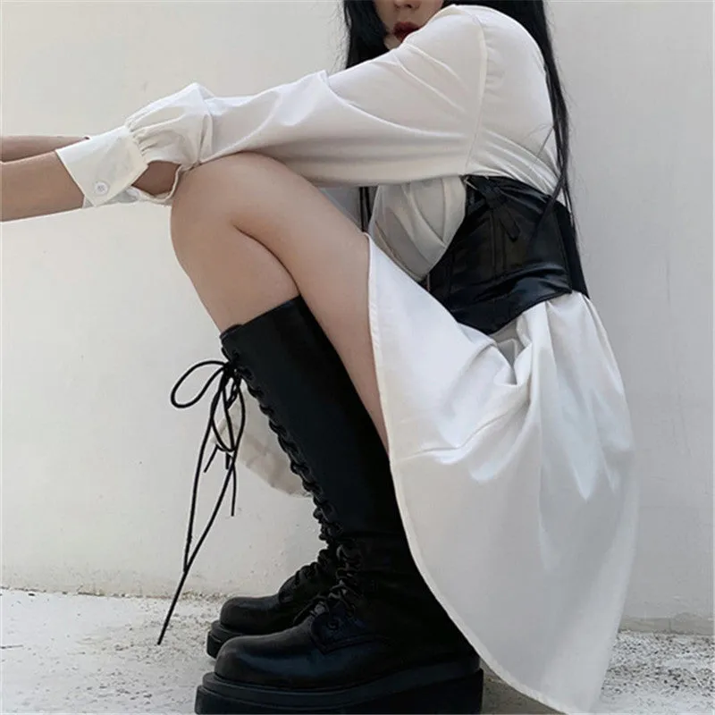 Mid Length White Shirt Dress ER5765